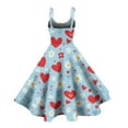 thumbnail image 4 of LWavelet 2026 Valentine's Brunch Outfit Must-Have Dress, Spaghetti Strap Heart Print Fitted Waist Flared Sundress Sky Blue L, 4 of 4