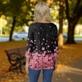 thumbnail image 4 of WTOBBY Women's V-Neck T-Shirt with Floral Print, Button Detail, and 3/4 Sleeve, Casual Weekend Fashion for Spring Fall Season, Daily Use, and Outings,Black L, 4 of 6