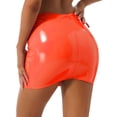 thumbnail image 3 of YONGHS Womens High Waist Elastic Bodycon Pencil Skirts PVC Leather Slim Fit Mini Skirts Orange XL, 3 of 7