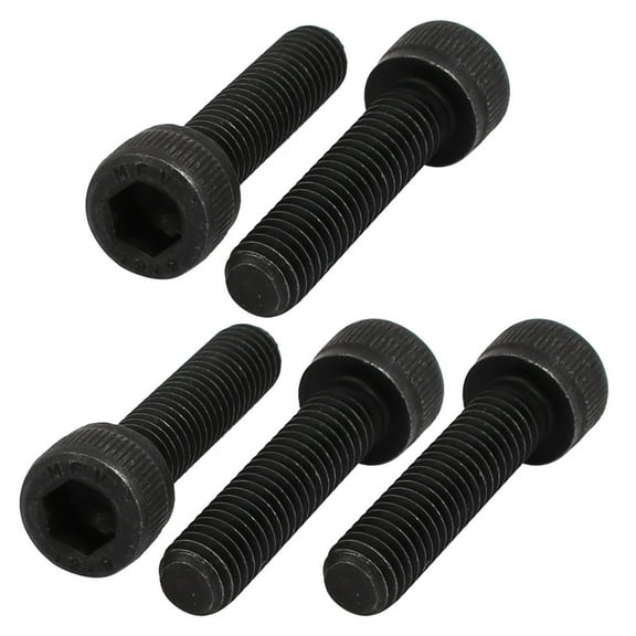 5Pcs M6x25mm 12.9 Grade Hex Socket Cap Left Hand Thread Screw Bolt Black