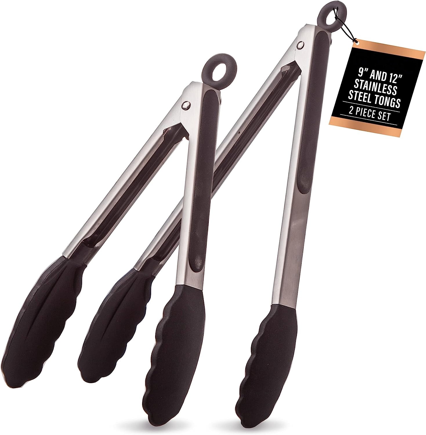 Sevenlady Kitchen Tongs with Silicone Tips, Stainless Steel Tongs for