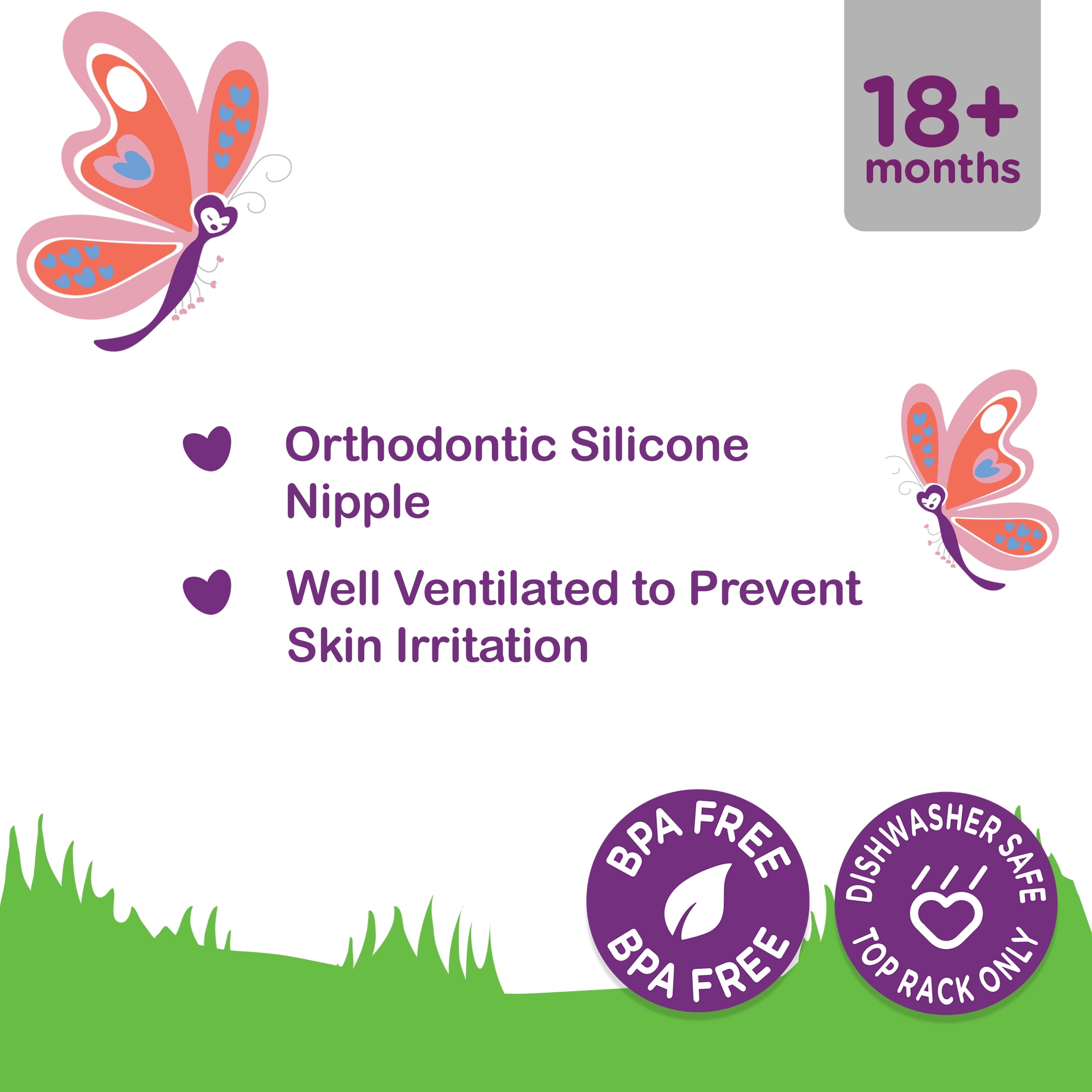 Parent's Choice Silicone Orthodontic Vent Toddler Pacifiers, 18+ Months, 2 Pack