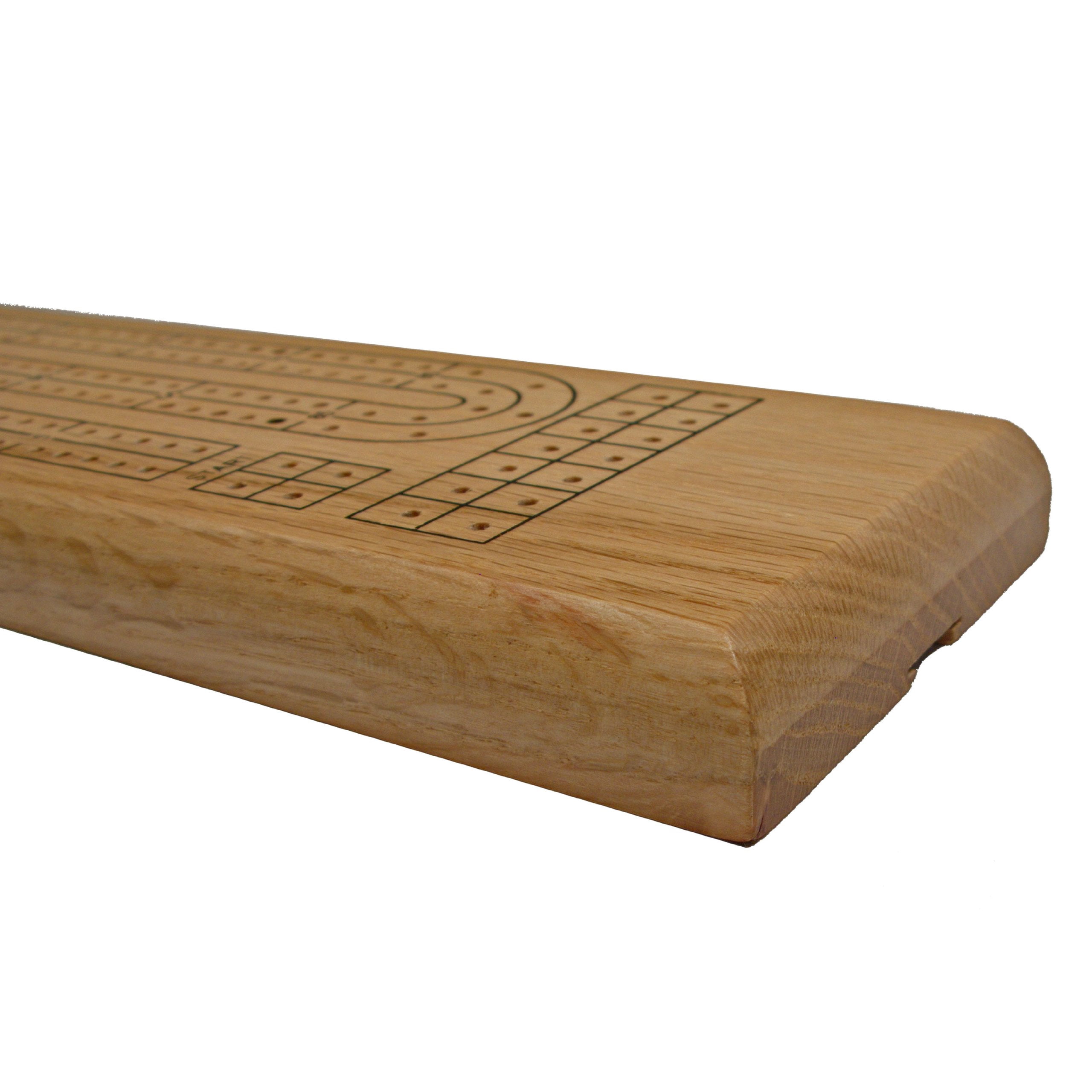 WE Games Classic Cribbage Set - Solid Wood 2 Track Board - Metal Pegs