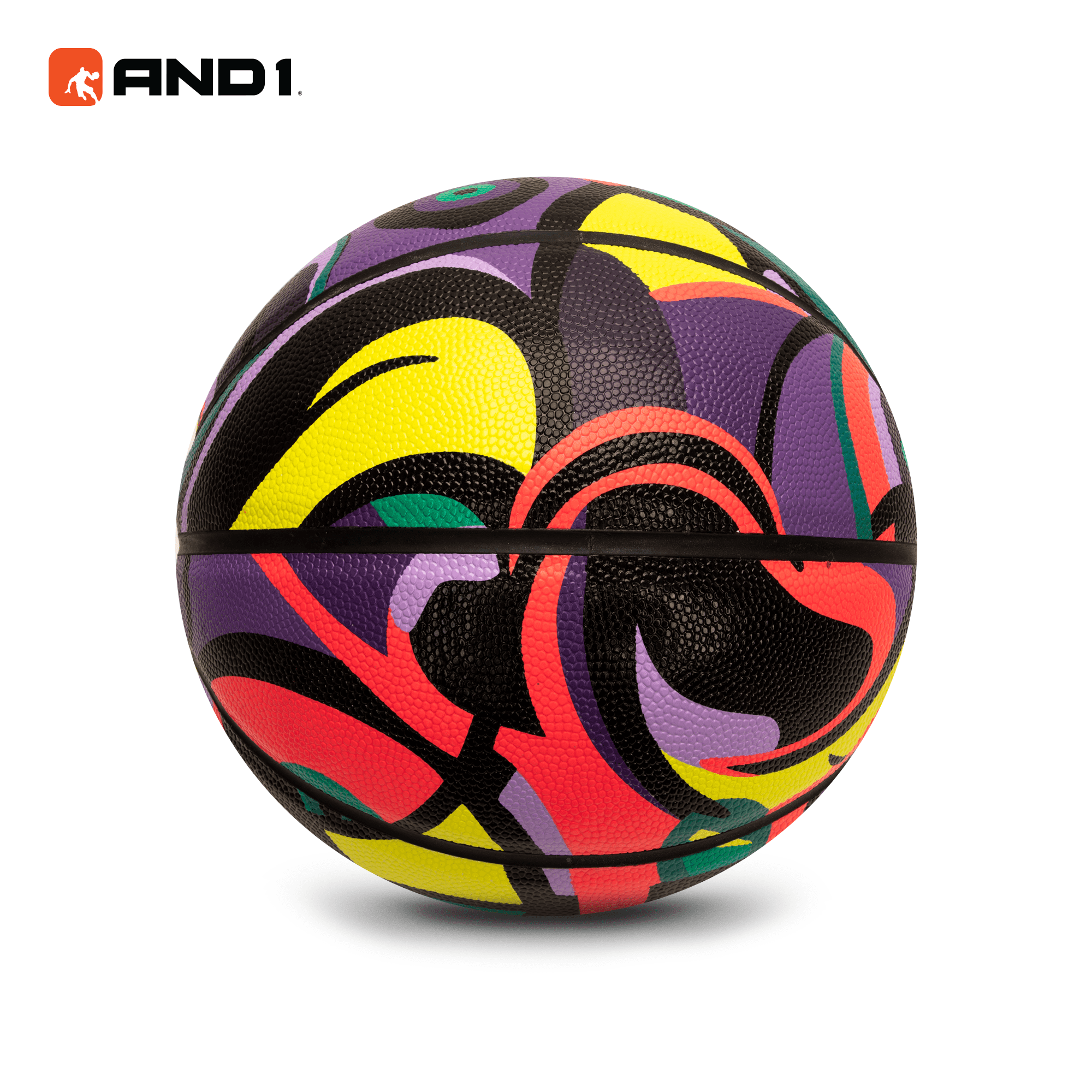 AND1 Street Grip Premium Composite Basketball & Pump, Coral & Volt, 29.5"