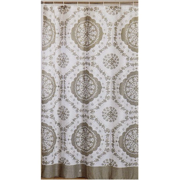 Tan Damask Shower Curtain for Bathroom