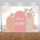 thumbnail image 1 of Fondo de baby shower personalizado en rosa empolvado, decoraciones bohemias para baby shower, pancarta floral con diseño de pampas en marrón ruborizado, fondo de fotografía para niños y niñas,, 1 of 8