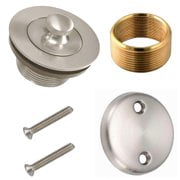 Lift and Turn Bathtub Tub Drain Assembly, Conversion Kit, Trim Waste and Two Hole Overflow Face Plate, All Brass Construction - Brushed Nickel Finish
