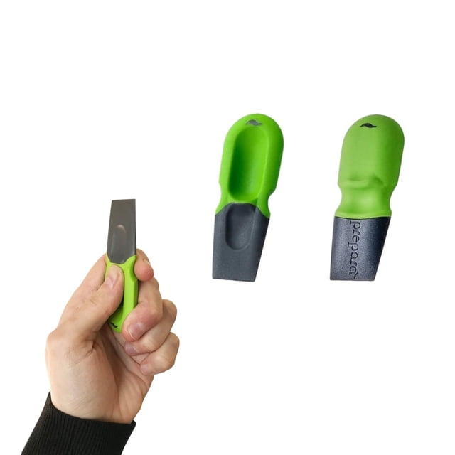 Set de raspadores Prepara con agarre para el pulgar, 2 piezas, verde y gris