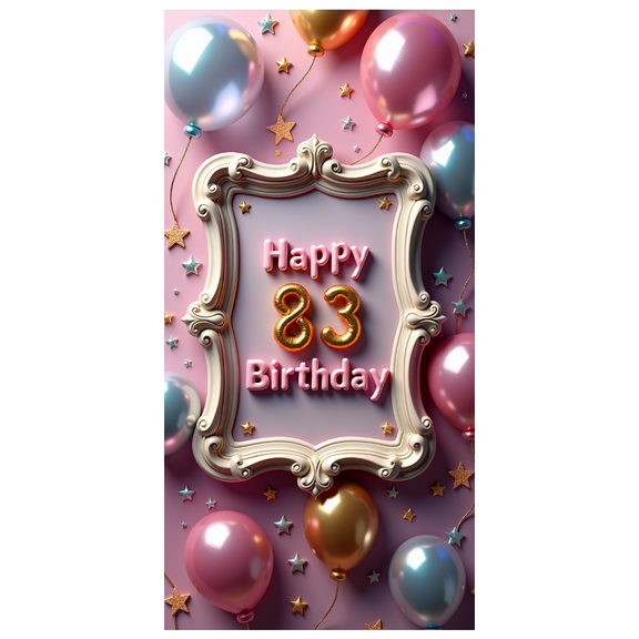 Elegant Framed Happy 83 Birthday Banner Balloons Stars Backdrop Party Decoration Birthday Celebration Photography Props Party Supplies