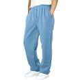 thumbnail image 6 of Mens Sweatpants Open Bottom Athletic Baggy Straight Leg Pants Casual Drawstring Waist Fleece Joggers with Pockets, S, 6 of 7