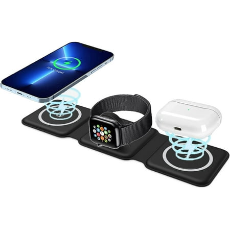 

Christmas Gifts3 in 1 Foldable Wireless Charger Magnetic Fast Wireless Charging Pad Compatible with iPhone 13/12/SE/11