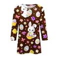 thumbnail image 4 of KDDYLITQ Easter Shirts for Women Crew Neck 3/4 Length Sleeve Bunny Eggs Graphic Tees Daisies Spring Pullover Polka Dot Eggs Summer Plus Size Blouse Coffee 2XL, 4 of 5