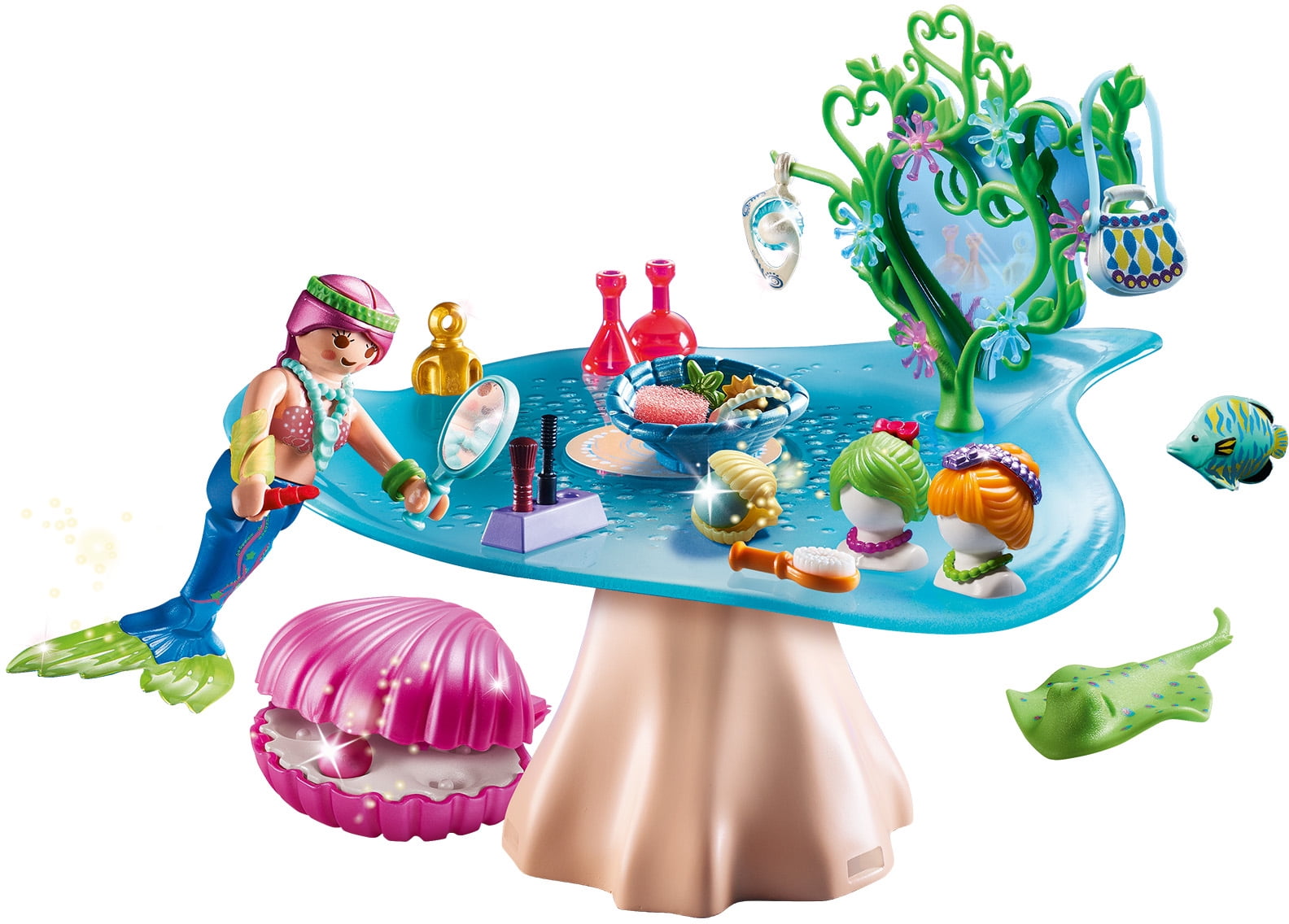 Playmobil,MERMAID TEENS and BABY with SHELL STROLLER 