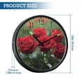 thumbnail image 3 of Voice Activated Clock with Glow Light 12 Inch Large Silent Wall Clock Battery Operated for Home Decor Red Roses with Water Droplets, 3 of 8