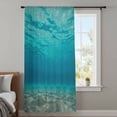 thumbnail image 3 of Oceans Landscape Semi Sheer Curtains Drapes for Living Room, Bedroom, French Doors Window 84 Inches Long, Summer Beach Nautical Waves Modern Rod Pocket Chiffon Curtain Drapery Voile Draperies Panel, 3 of 8