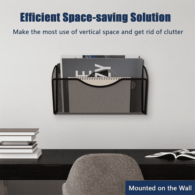 1-Tier Magnetic File Holder-File Folder Organizer, Capacity Office Hanging Magazine Rack for Refrigerator, File Cabinets