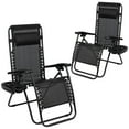 thumbnail image 1 of Flash Furniture Adjustable Mesh Zero Gravity Lounge Chair in Black (Set of 2), 1 of 14