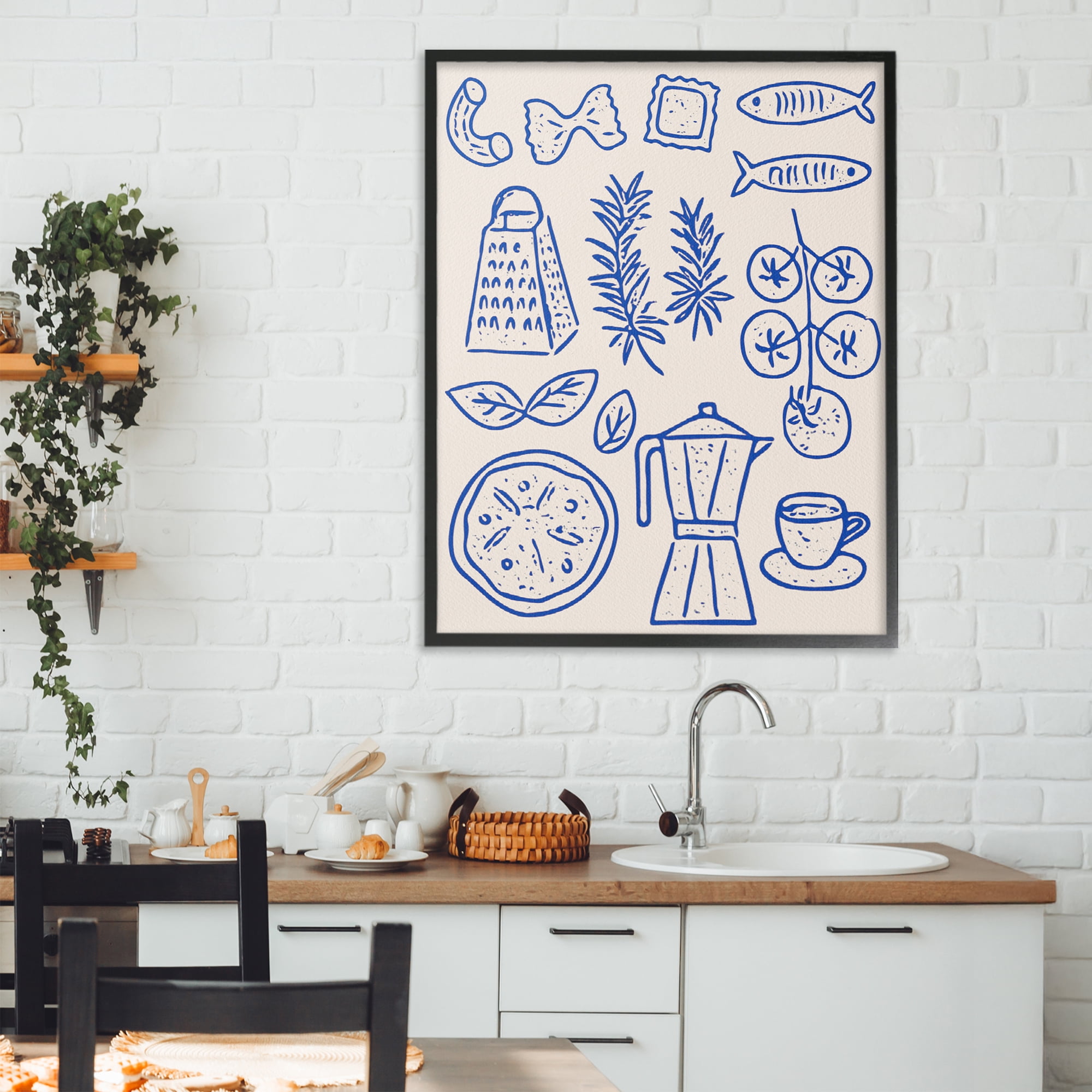 Stupell Industries Pasta & Espresso Simplicity Black Framed Giclee Art, design by Camila Juncos