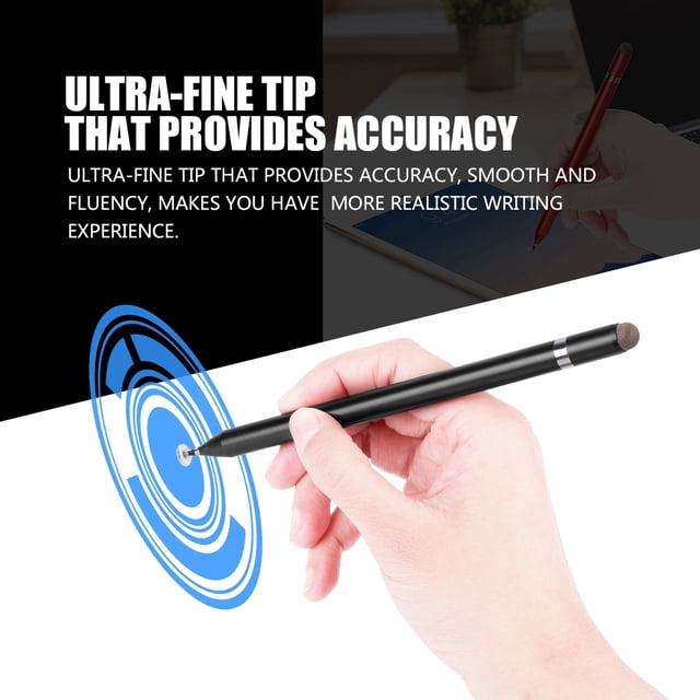 Lápiz Capacitivo con Punta Ultrafina,Ergonómico Stylus Pen Portátil para Teléfonos Celulares y Tabletas Capacitivos(Aluminio)(Negro) lapiz stylus stylus Spptty Como se muestra en la descripción