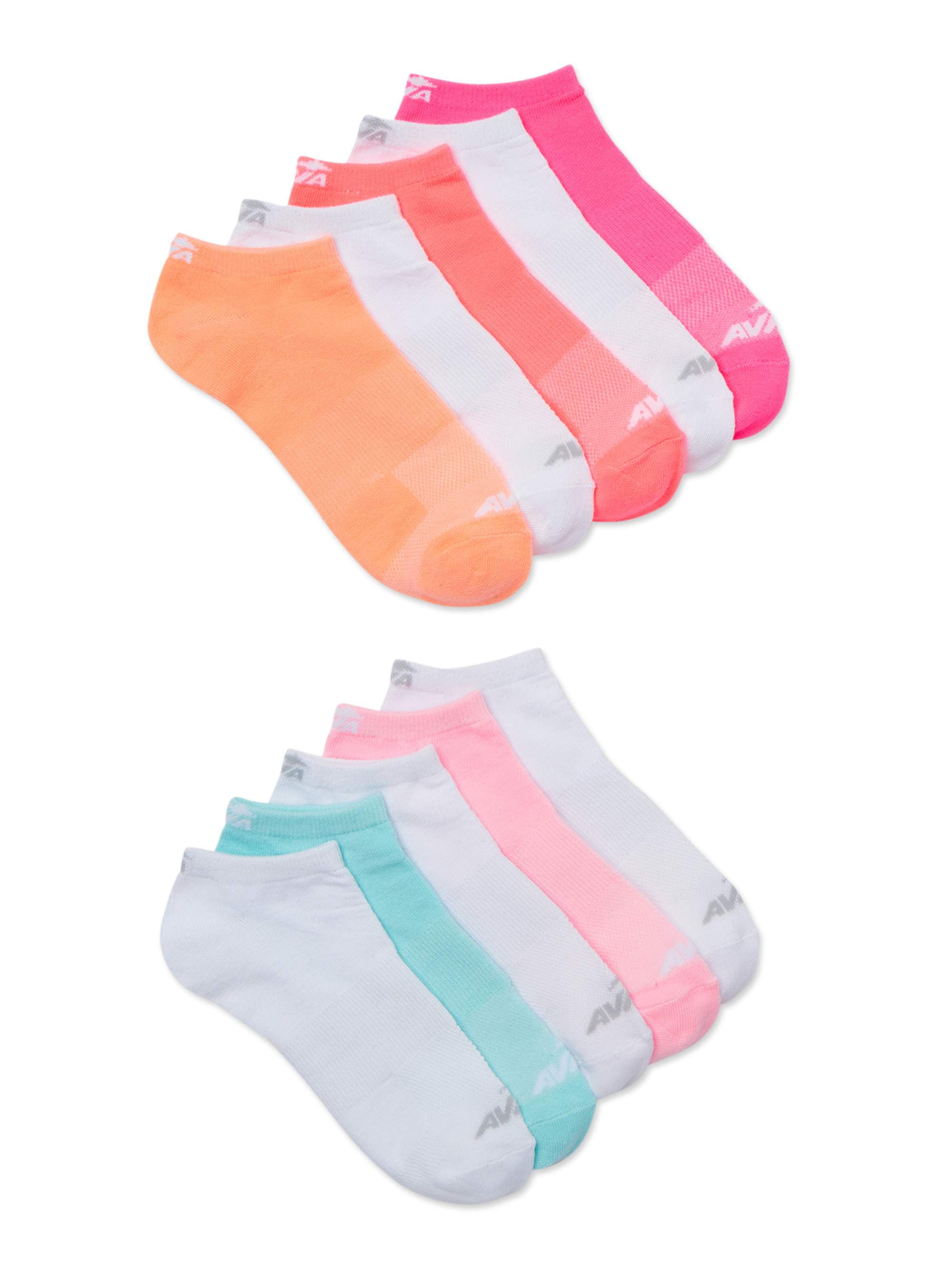 Avia Women’s Performance Flatknit No Show Socks, 10 Pack