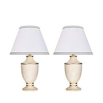 Aspen Creative 40072, 22" H Ceramic Table Lamp, Lamp Shade in Off White, 14" wide, 2 Pack