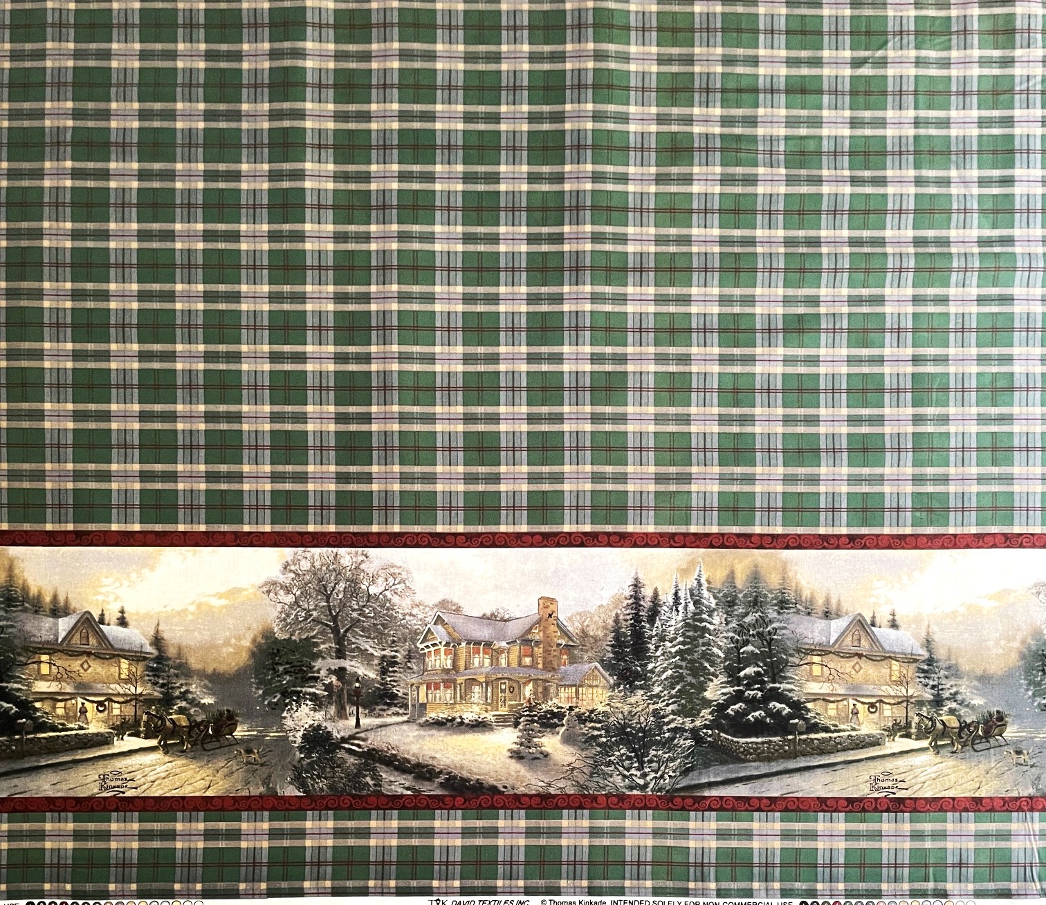 1 Yard - Victorian Christmas Green & Red Plaid Double Border Broadcloth Cotton Duck Upholstery Fabric (Great for Quilting, Sewing, Craft Projects, Throw Pillows & More) 1 Yard X 60" Wide