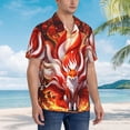 thumbnail image 3 of Fotbe Red Sun Flame Fox Camisa Hawaiana para Hombre Unisex – Camisa Casual de Verano con Botones de Manga Corta de Algodón y Lino,3X-Large, 3 of 7