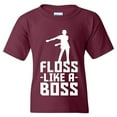 thumbnail image 3 of Floss Like A Boss - Flossin Dance Funny Emote Youth T Shirt - Medium - Maroon, 3 of 6