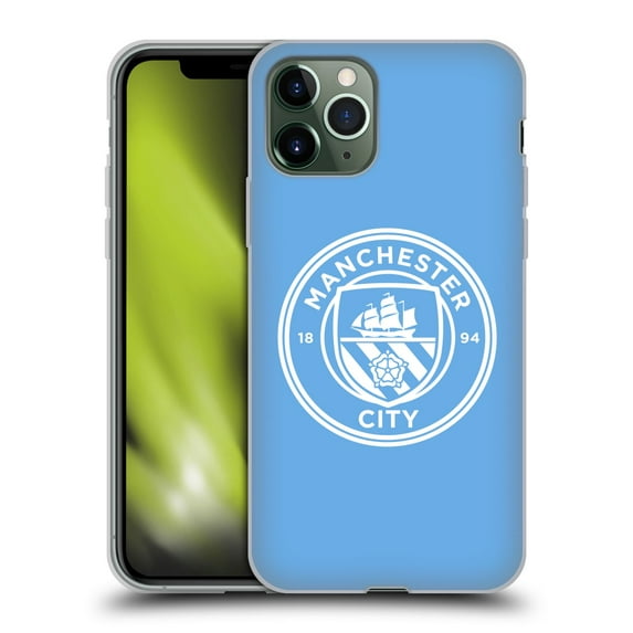 Head Case Designs Officially Licensed Manchester City Man City FC Badge Blue White Mono Soft Gel Case Compatible with Apple iPhone 11 Pro