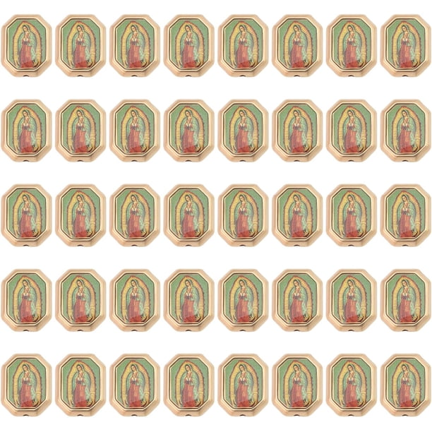 40 cuentas espaciadoras de aleación de esmalte de Nuestra Señora de Guadalupe y San Judas para collares, pulseras, pendientes, llaveros, manualidades, fabricación de joyas, octágono