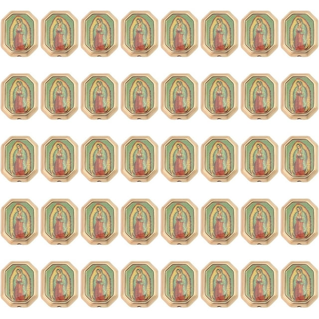 40 cuentas espaciadoras de aleación de esmalte de Nuestra Señora de Guadalupe y San Judas para collares, pulseras, pendientes, llaveros, manualidades, fabricación de joyas, octágono