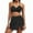 Black, variant on Women's Plaid Tankini Set Bandage Style V-Neck Backless Back-Smoothing Pull-On Bottom Two Piece Swimsuit for Beach Outing Poolside Lounging