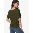 thumbnail image 2 of Women's Dolman Top Boat Neck Short Sleeve Solid Tees Casual T Shirt with Side Shirring Detail, 2 of 6