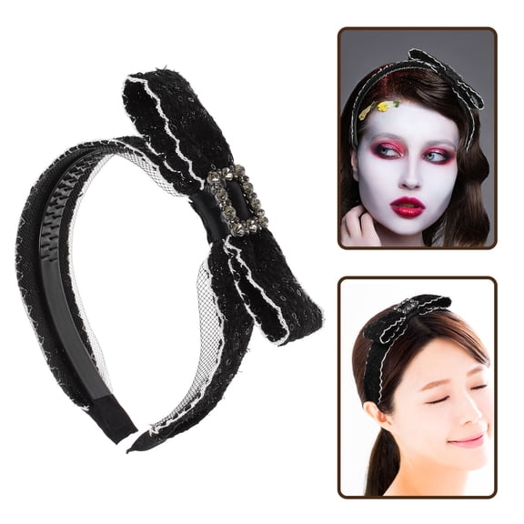 BESTYASH Black Women's Hairband with Bow Fabric Hair Accessory for Weddings, Graduations, Masquerades and Special Occasions