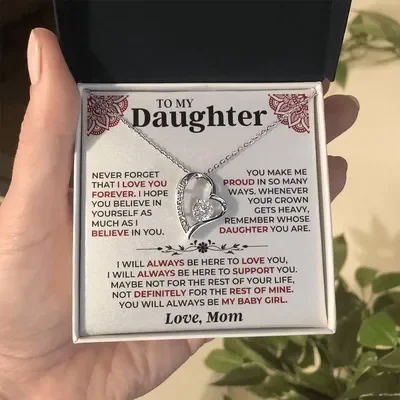 To My Daughter - Mom - Forever Love Set A Loving Keepsake From Mom Perfect For Birthdays And Memorable Milestones White Forever Love Necklace