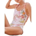 thumbnail image 3 of aturustex Women One Pieces Swimwear Sleeveless Floral Print Ruffle Trim Backless Romper Swimsuit Summer Slim Fit Sexy Bathing Suit for Beach, 3 of 9