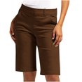 thumbnail image 2 of Xysaqa Women Twill Cargo Shorts Casual Knee Length Bermuda Long Shorts for Women Regular Fitted Summer Hiking Travel Work Shorts with Pockets, 2 of 9