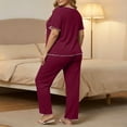 thumbnail image 4 of Maplenight Plus Size Pajamas Set for Women 2 Piece Pjs Short Sleeve Top and Wide Leg Pants Lounge Set Soft Sleepwear Loungewear, 4 of 6