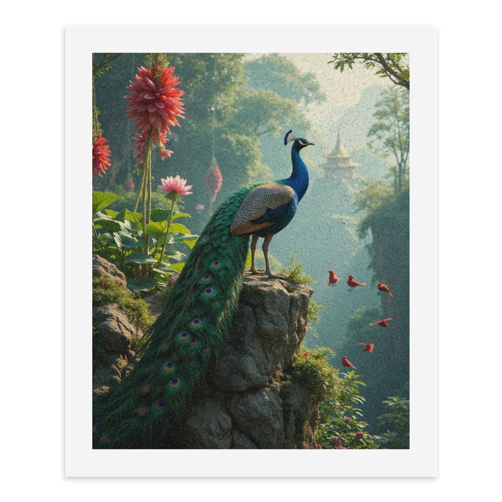 Paint by Numbers Kit for Adults, Peacock On Rock In Serene Garden Paint by Numbers, Easy Paint by Numbers Kit for Adults Beginner, DIY Adult Paint by Number Kits on Canvas, Home Decor