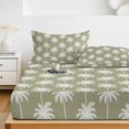 thumbnail image 6 of Full Size Fitted Sheet Set - Sage Green Palm Trees 3 Piece Bedding Sets 16" Deep Pocket Fitted Sheet with 2 Pillowcases, Tropical Summer Botanical Seaside Brushed Microfiber Hotel Luxury Bed Sheets, 6 of 9
