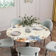 thumbnail image 5 of Orange Blue Pumpkin Fall Round Tablecloth for 45-54 Inch Tables,Fitted Table Cover with Elastic Edge,Thanksgiving Maple Leaves Branch Waterproof Outdoor Table Cloth Protector for Patio Garden Dinner, 5 of 9