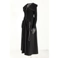 thumbnail image 3 of Black Dress Spring New High Waist Monk Lapel Pleated Pocket Design Knitted Splicing Lace Up Long Skirt-Black-S, 3 of 4