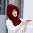 thumbnail image 4 of Guiexla Autumn Winter Warm Hat Plush Lining Windproof Integrated Headwear Scarf for Women Cold 3 in 1 Neck & Ears Warmer Plush Hat for Motorcycle Bike Cycling Skiing Hiking, 4 of 8