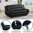 thumbnail image 2 of Aukfa 3 Piece Sofa Set - 79" Upholstered 3 Seat Sofa Couch for Living Room Bedroom, Leather, Black, 2 of 10