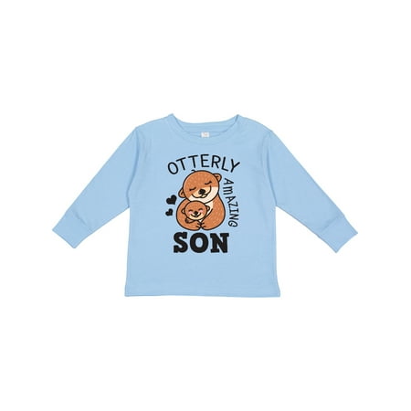 

Inktastic Otterly Amazing Son with Mother and Child Otter Boys Long Sleeve Toddler T-Shirt