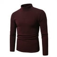 thumbnail image 2 of JUUYY Men's Mock Neck Sweater Ribbed Slim Fit Long Sleeve Turtleneck Pullover Solid Color Winter m Sweater Wine XL, 2 of 6