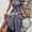 Navy Blue, variant on Womens Floral Summer Dress Casual Wrap V Neck Short Sleeve Belted Beach Bohemian Maxi Dress, XL