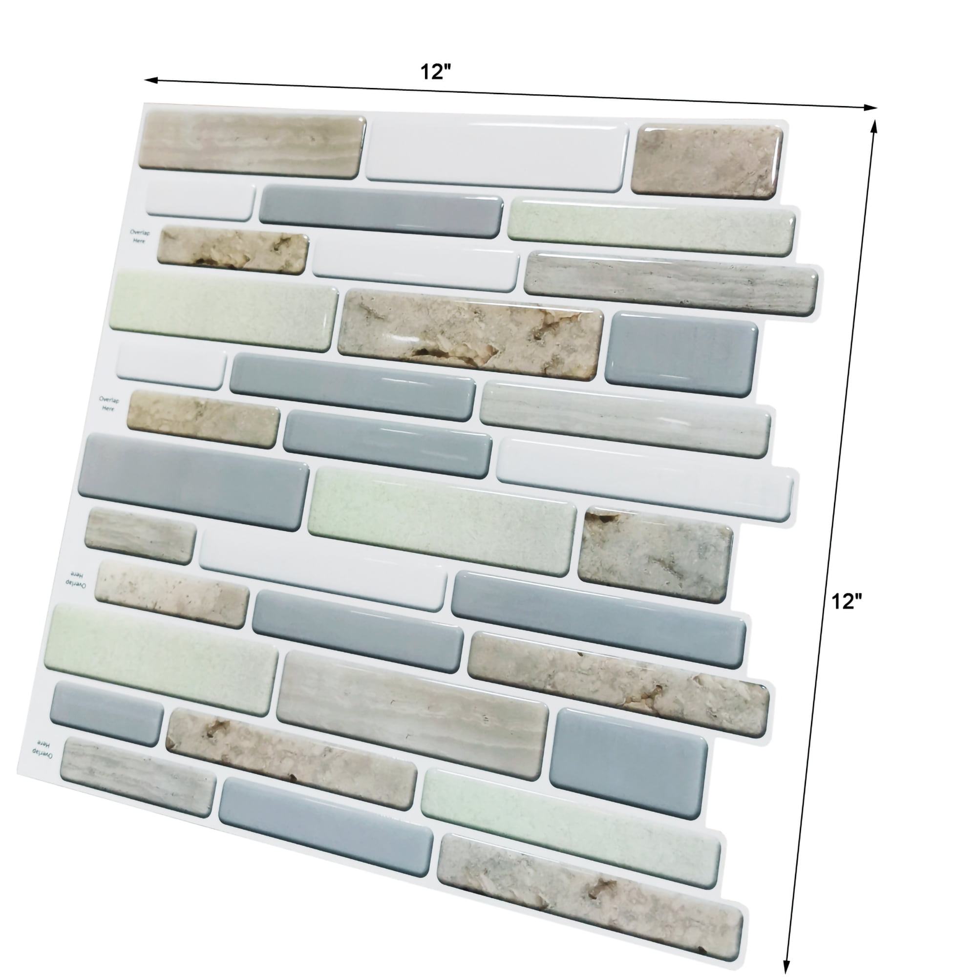 10-Tiles Self Adhesive Wall Tile Peel and Stick Backsplash Tile for Kitchen, 12"x12"