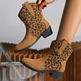 thumbnail image 2 of Tao Tao Cowboy Boots for Women Booties Stitched Leopard Printed Ankle Cowgirl Short Western Boots Brown 41, 2 of 7