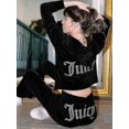 thumbnail image 1 of Velour Juicy Sewing Suit Hoodies Velvet Zipper Sweatshirt And Pants Set Sportswear 2023 Women's Spring/fall Tracksuit Crop Topbest Gift For Christmas, 1 of 5